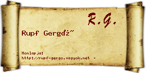 Rupf Gergő névjegykártya